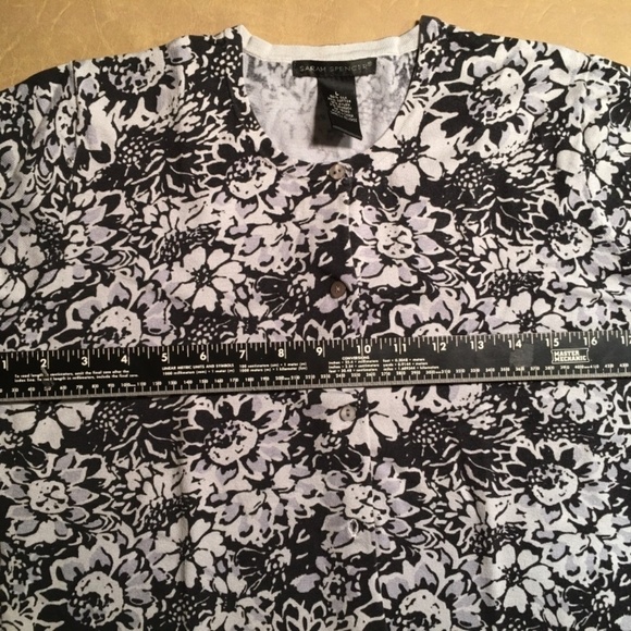 SARAH SPENCER Spring Summer Cardigan, Gray/Black FLORAL, NWOT, Large - Picture 2 of 9